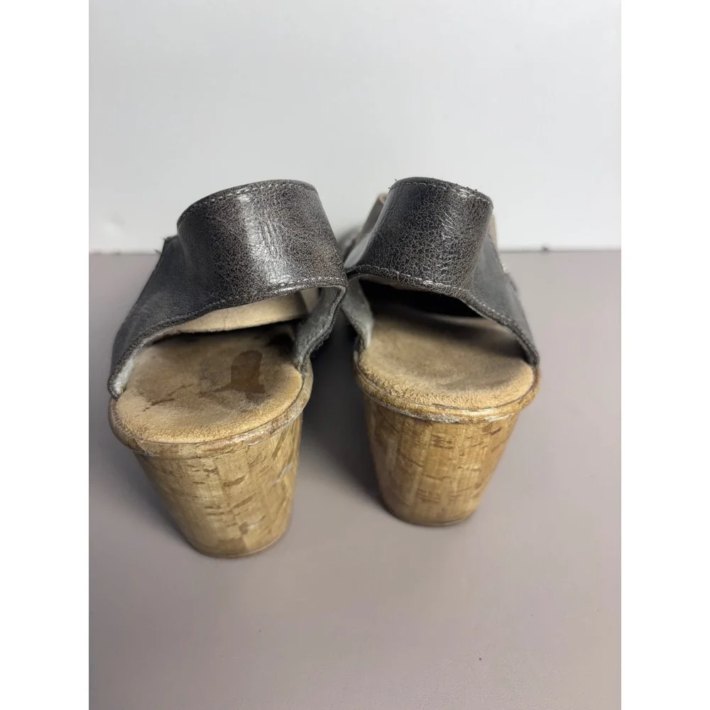 Rieker Womens Embellished Wedge Sandals Silver Buckle Comfort Slingback Shoes 40